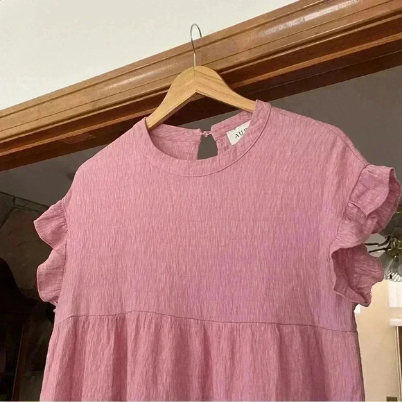 Aura The Label Blush Pink Tiered Mini Short Sleeve Dress - Picture 4 of 7